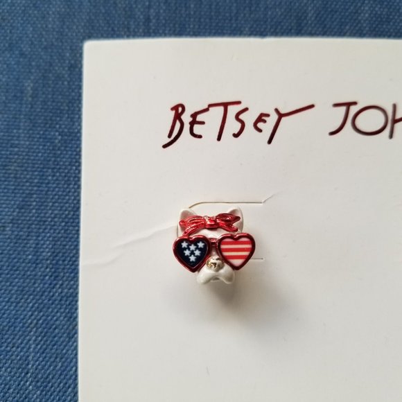 Betsey Johnson Earrings Pug-Type Dog 4th of July - NWT - Picture 3 of 5